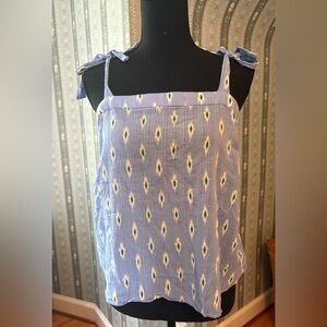 J. Crew Linen Tank with Tie Shoulders